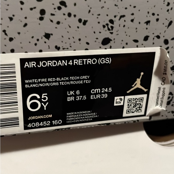 SOLD!!Fire Red Jordan 4 GS SIZE 6.5 - Picture 2 of 4